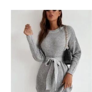 Stylish Gray Knit Sweater Dress